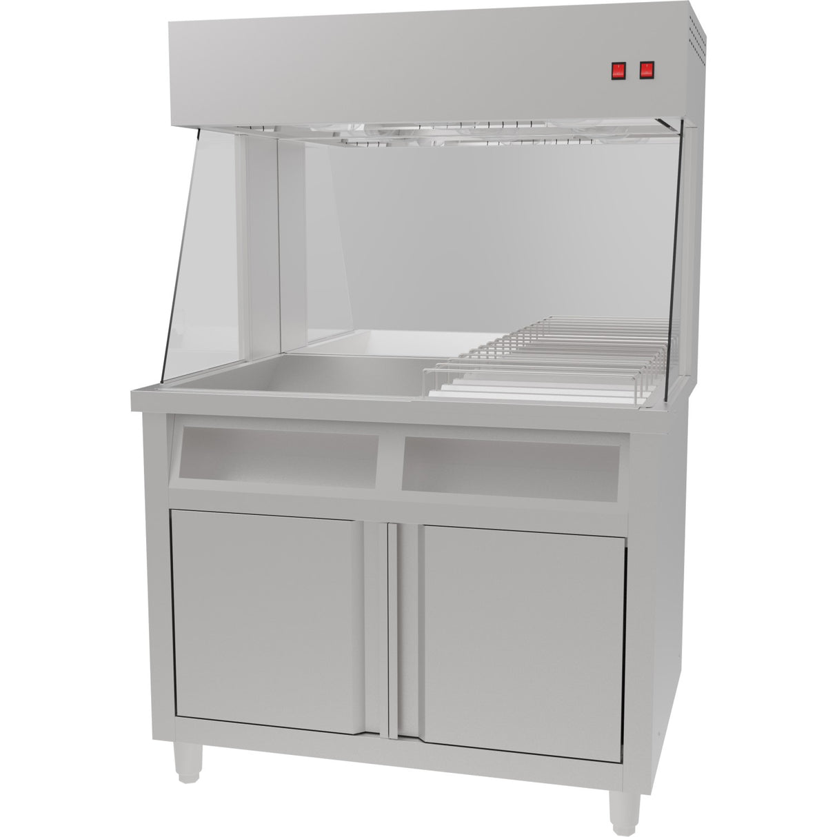 Commercial Electric Chip Scuttle &Amp; Warming Station With Cupboard 1000x700x1500mm | Fw1000