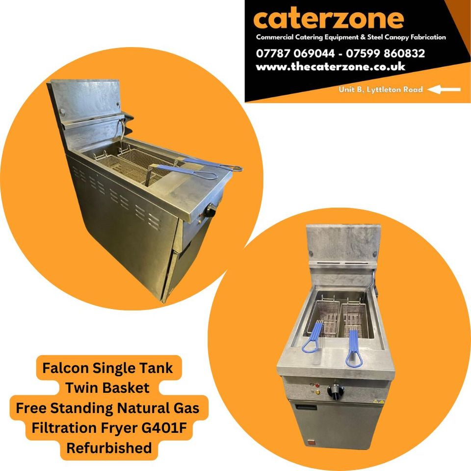 Falcon Fryer Single Tank 2 Basket Free Standing NG Filtration G401F Refurbished