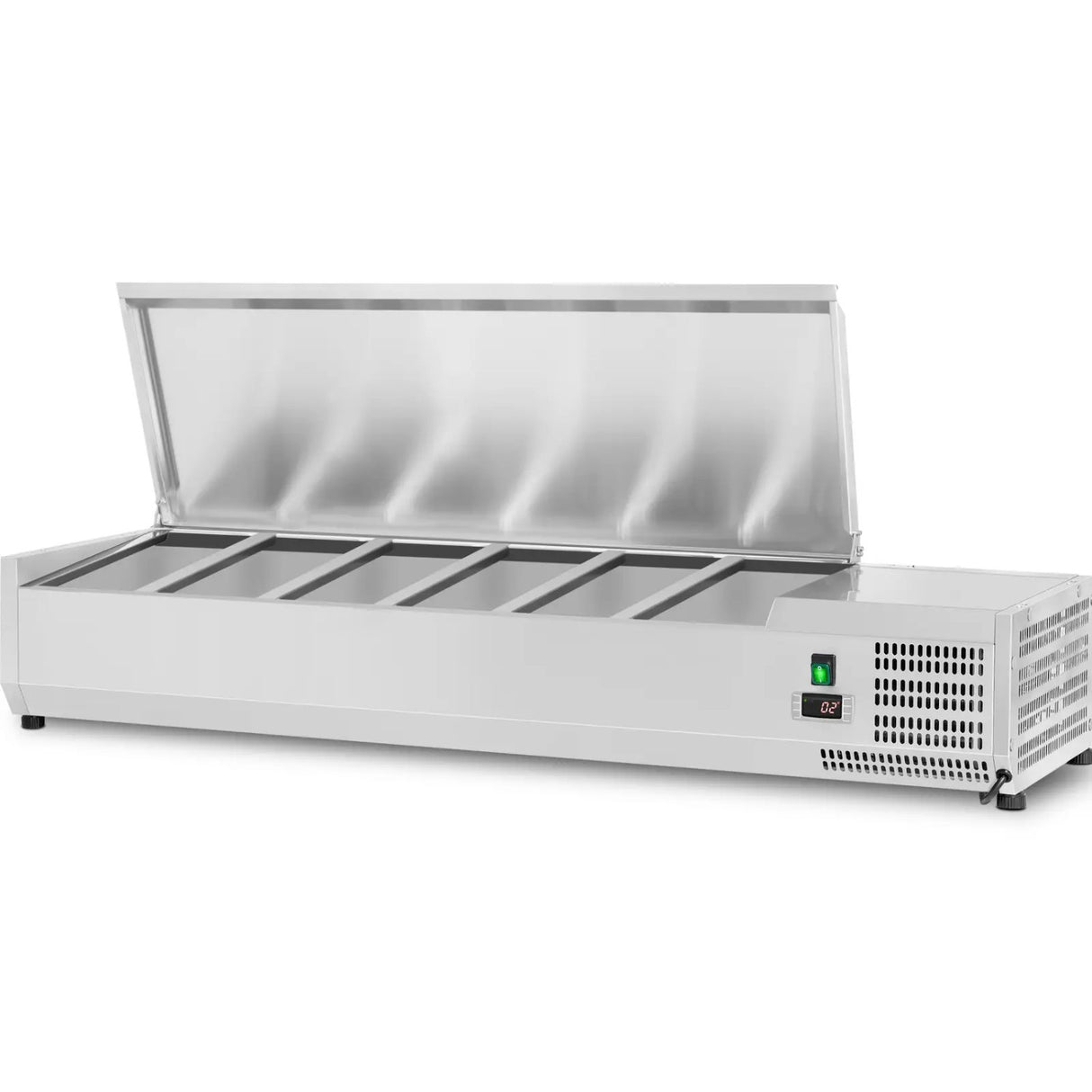 Refrigerated Servery Prep Top 1500mm 6x Gn1/3 Depth 380mm Stainless Steel Lid | Thvd1500/380