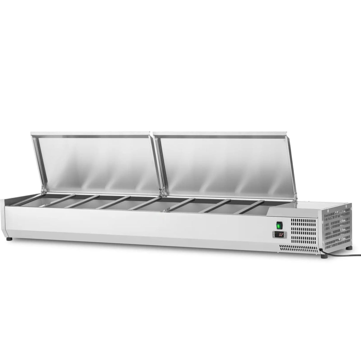Refrigerated Servery Prep Top 1800mm 8x Gn1/3 Depth 380mm Stainless Steel Lid | Ga518