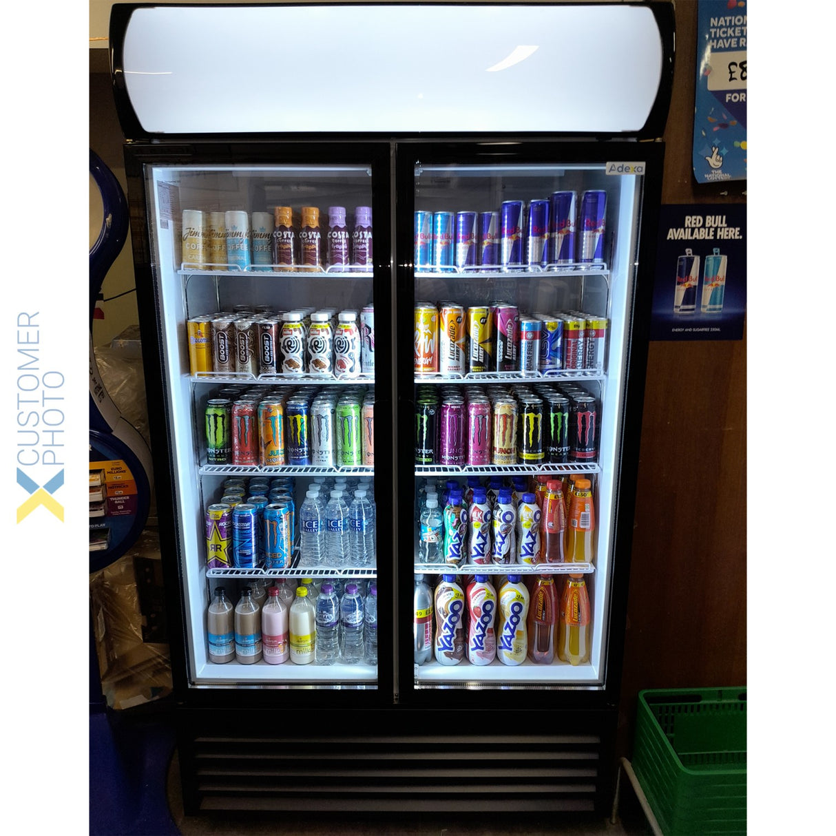 Commercial Twin Bottle Cooler Upright 730 Litres Fan Assisted Cooling Hinged Glass Doors Black&Amp;White | Gdr444