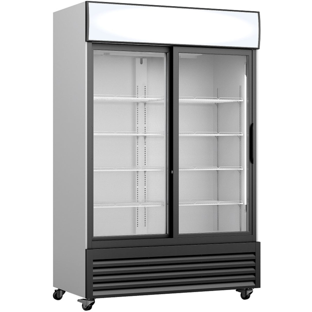 Commercial Twin Bottle Cooler Upright 730 Litres Fan Assisted Cooling Sliding Glass Doors Black&Amp;White | Gdr555