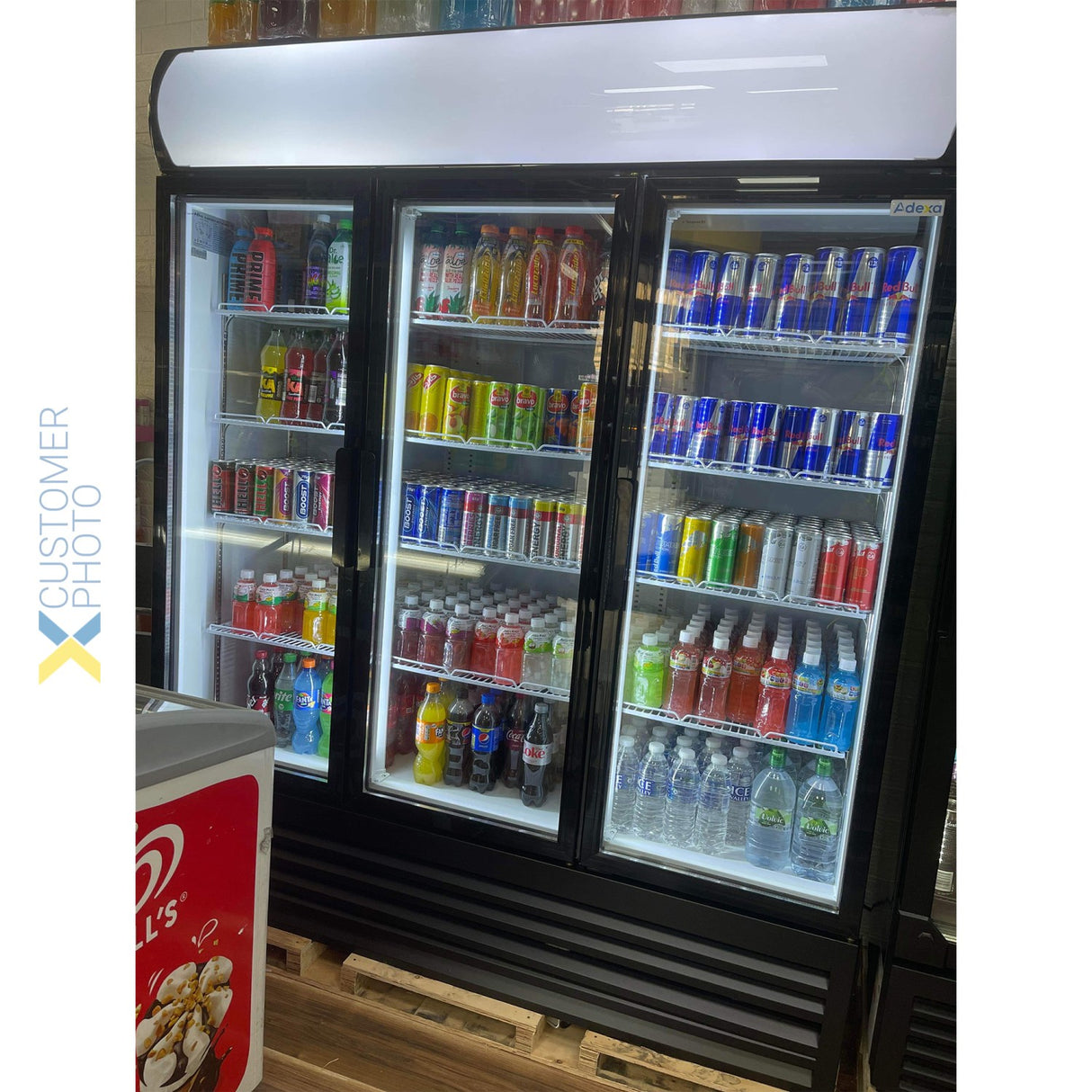 Commercial Triple Bottle Cooler Upright 1065 Litres Fan Assisted Cooling Hinged Doors Black&Amp;White | Gdr666