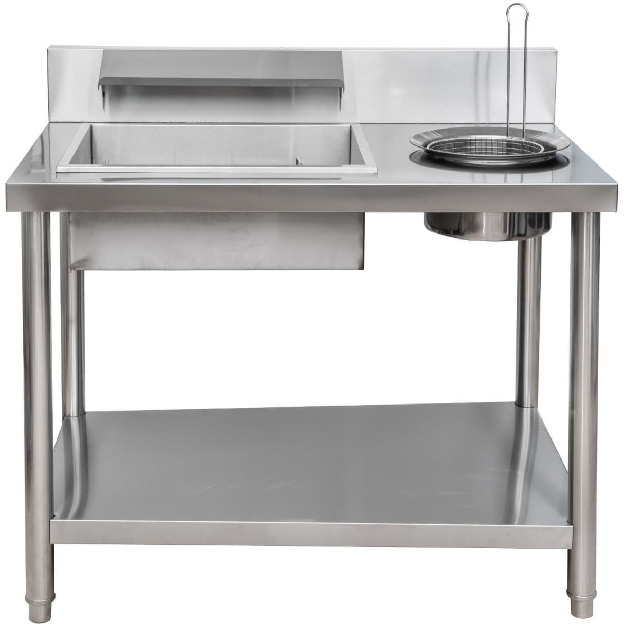 Professional Stainless Steel Breading Table With Round &Amp; Square Basins And Upstand 1000x640x945mm | Gf1000