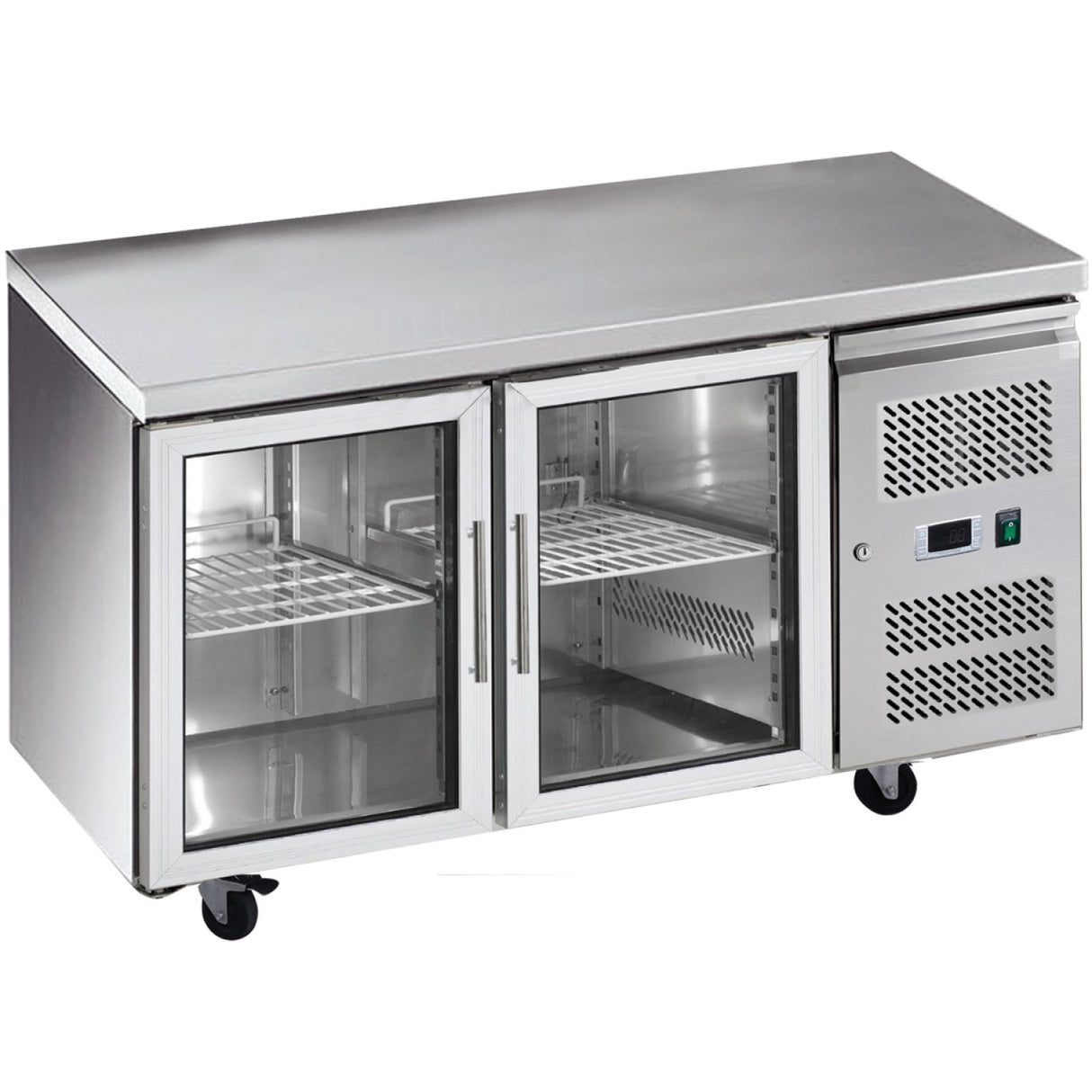 Commercial Refrigerated Counter 2 Glass Doors Depth 700mm | Gn2100 Tng