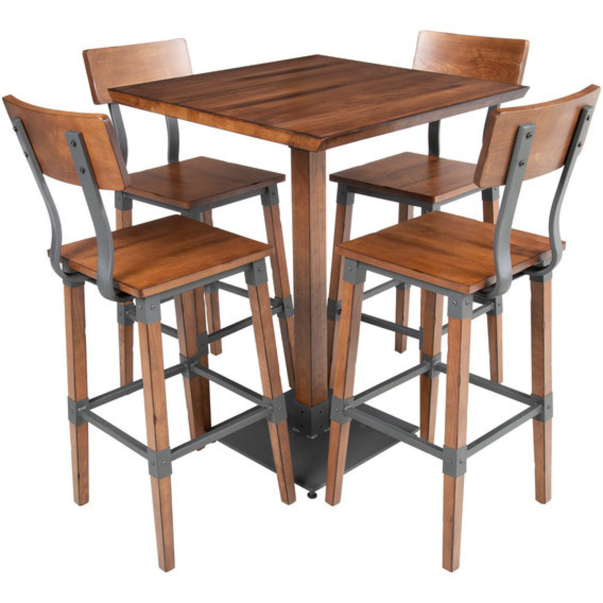 Rustic Bar Table Walnut Top 600x600mm Indoors | Gs10143 Bar24