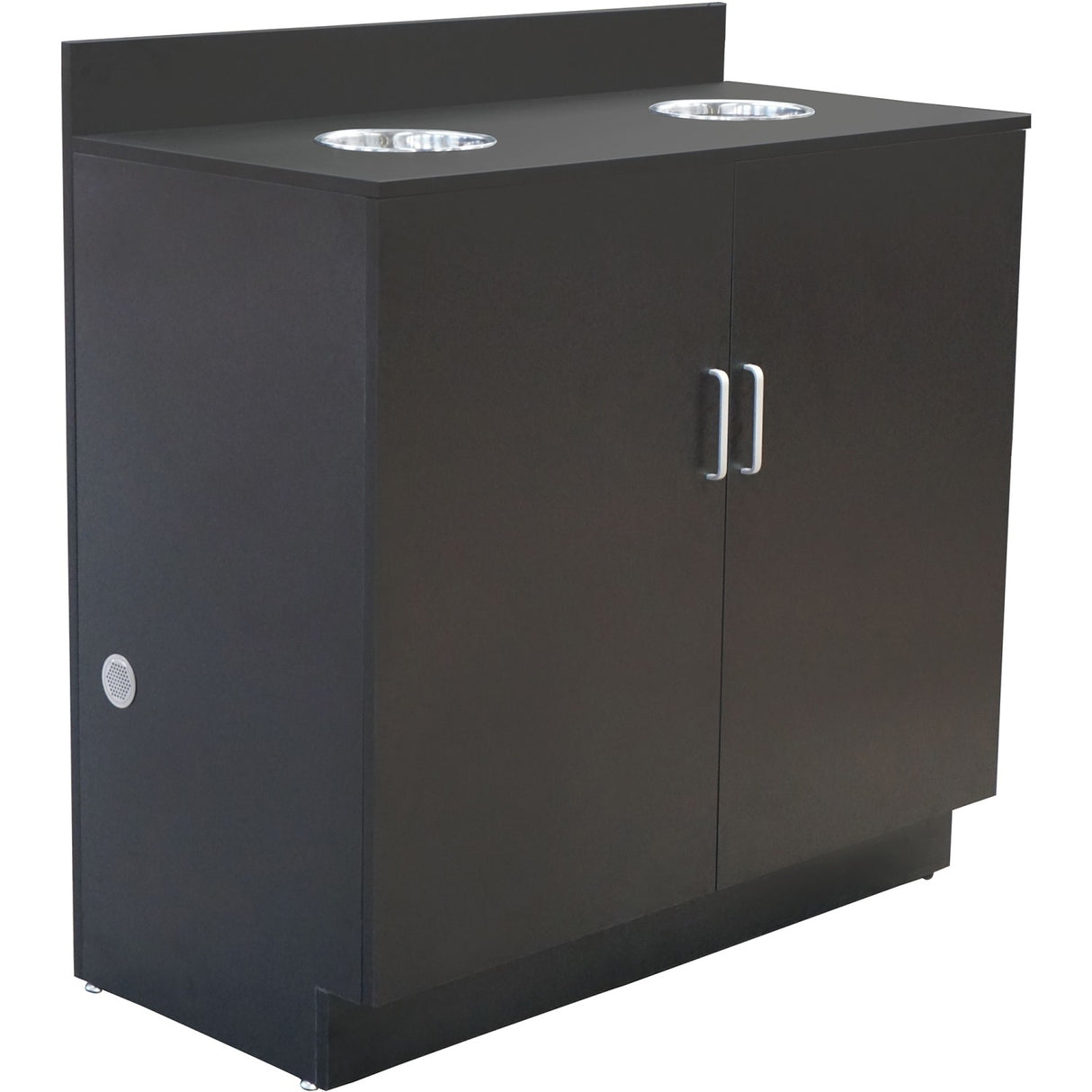 Double Waste Bin Enclosure Cabinet With Drop Hole 1138x560x1160mm Black | Gs30200