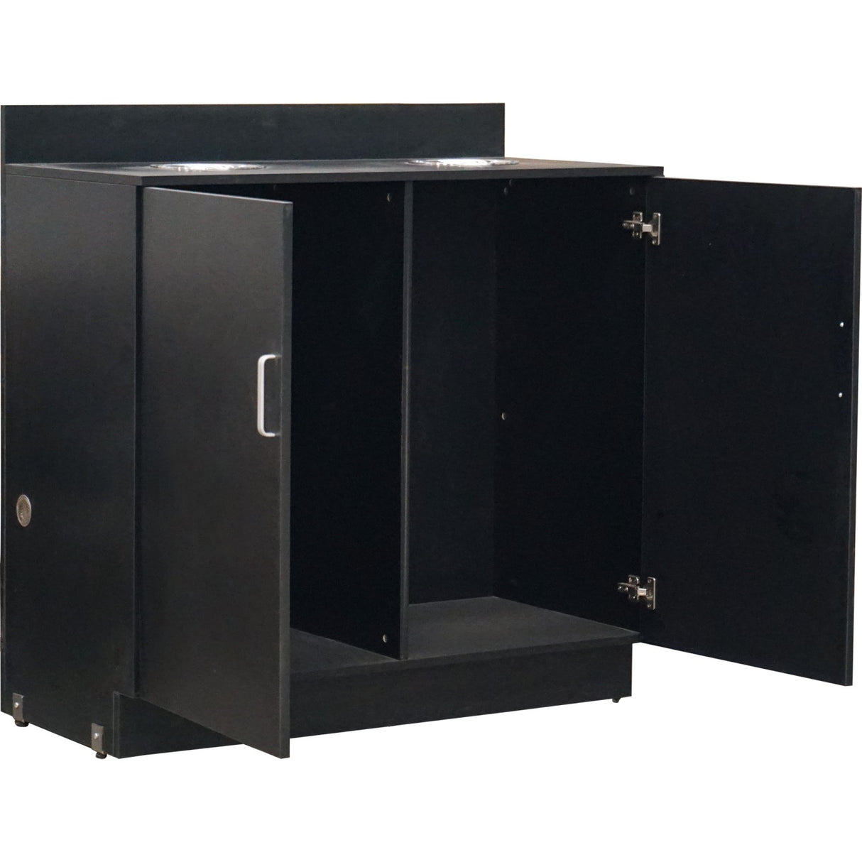 Double Waste Bin Enclosure Cabinet With Drop Hole 1138x560x1160mm Black | Gs30200