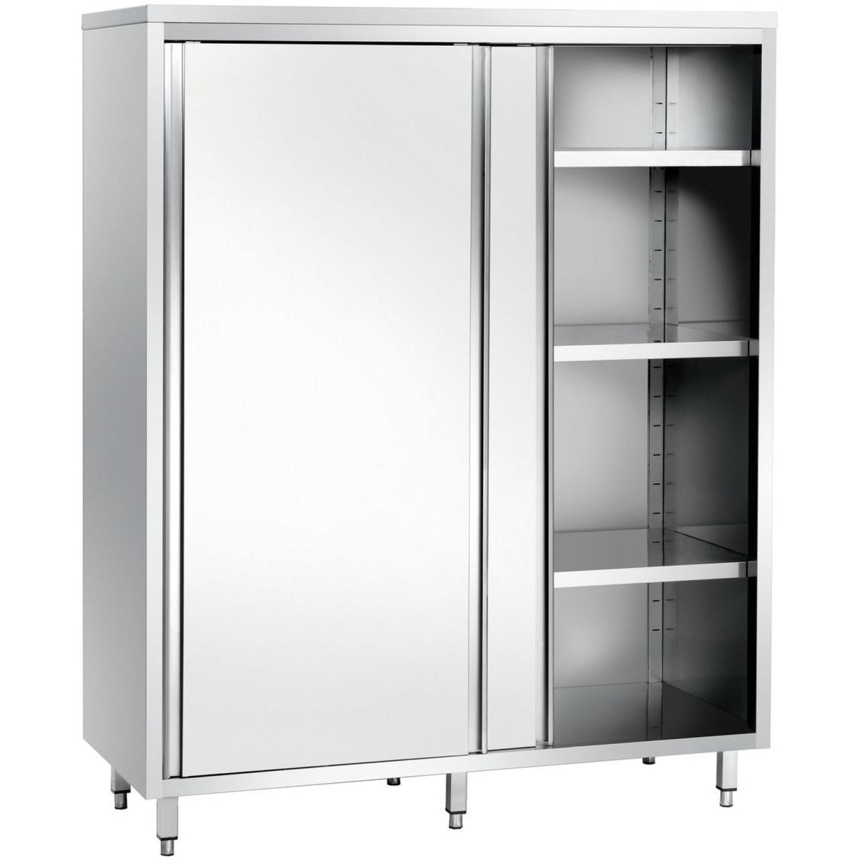 Upright Pan Cupboard Stainless Steel Sliding Doors 3 Shelves 1200x500x1800mm | Gsk12518 Sm