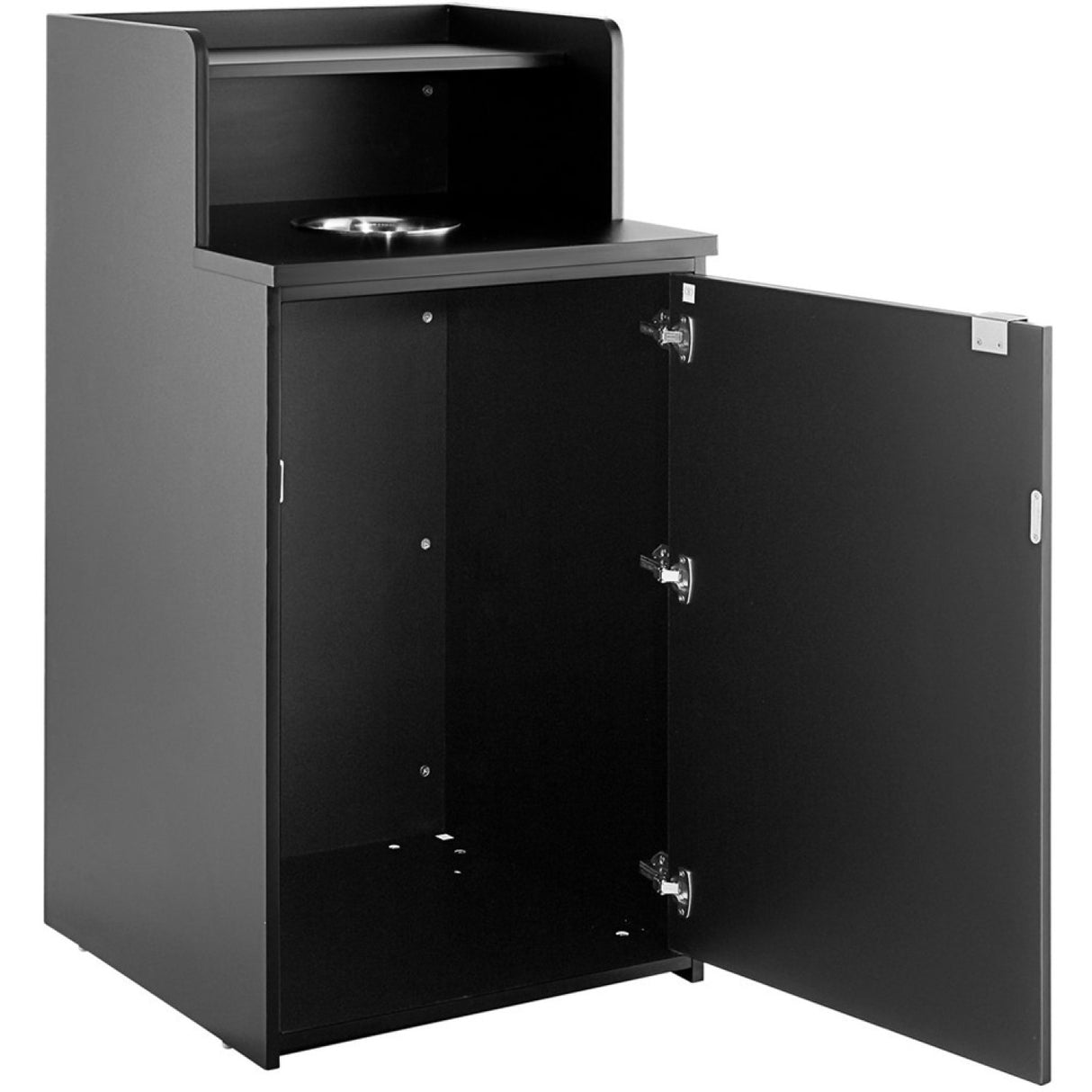 Waste Bin Enclosure Cabinet With Drop Hole And Tray Shelf 625x605x1210mm Black | Gslj0003