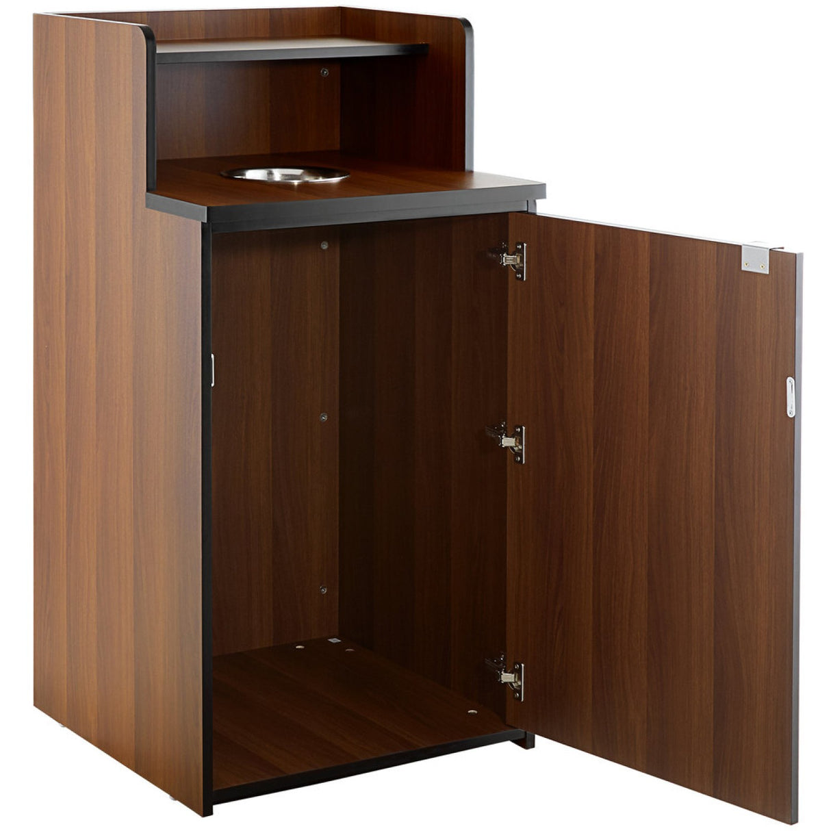 Waste Bin Enclosure Cabinet With Drop Hole And Tray Shelf 625x605x1210mm Walnut | Gslj0003 W