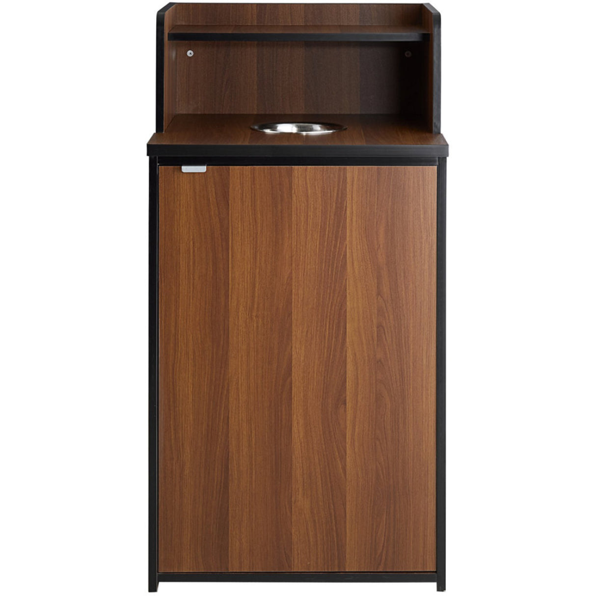 Waste Bin Enclosure Cabinet With Drop Hole And Tray Shelf 625x605x1210mm Walnut | Gslj0003 W
