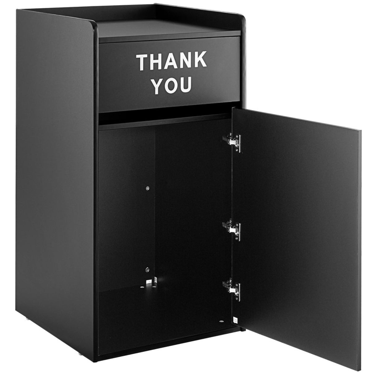 Commercial Rubbish Bin Cabinet &Amp; Tray Shelf 'Thank You' Black | Gslj006 B