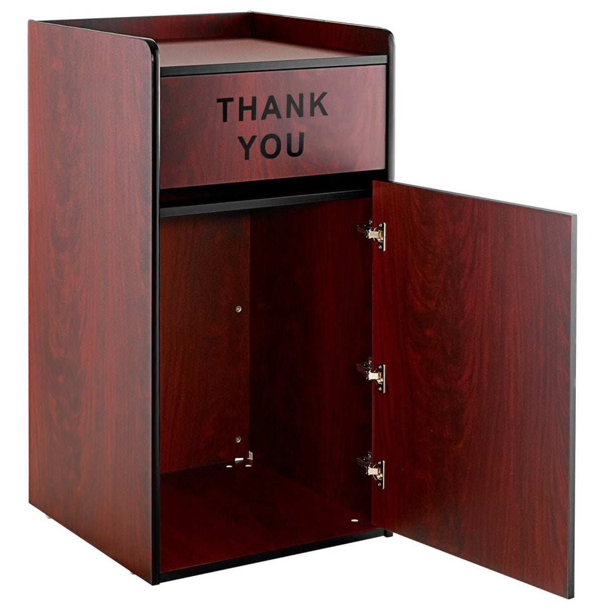 Commercial Rubbish Bin Cabinet &Amp; Tray Shelf 'Thank You' Mahogany | Gslj006 M