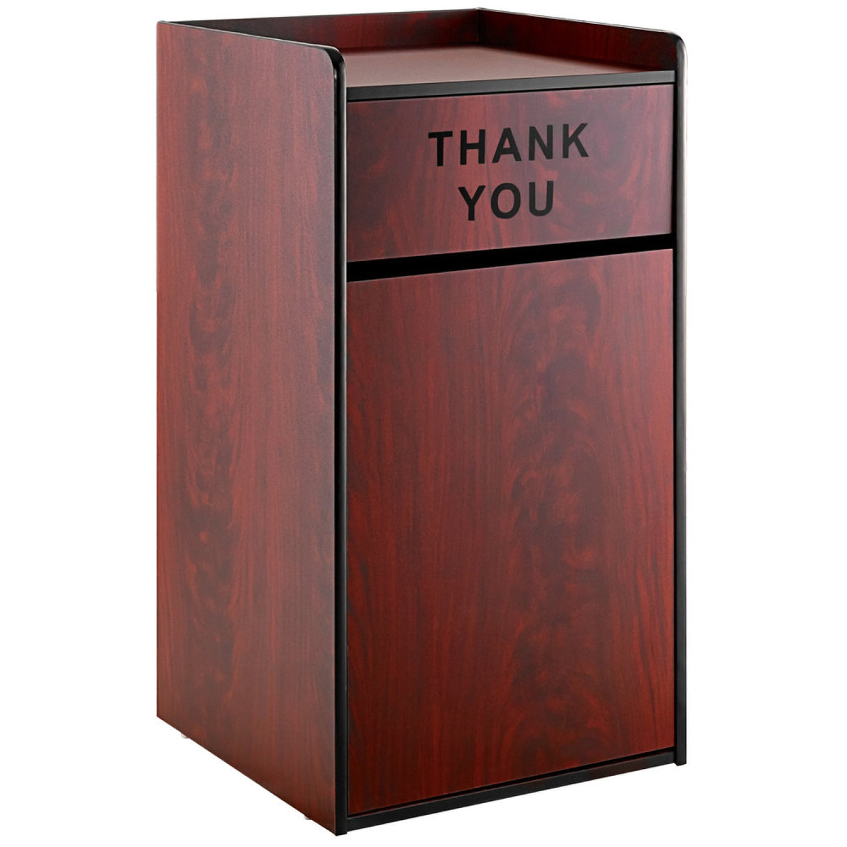 Commercial Rubbish Bin Cabinet &Amp; Tray Shelf 'Thank You' Mahogany | Gslj006 M