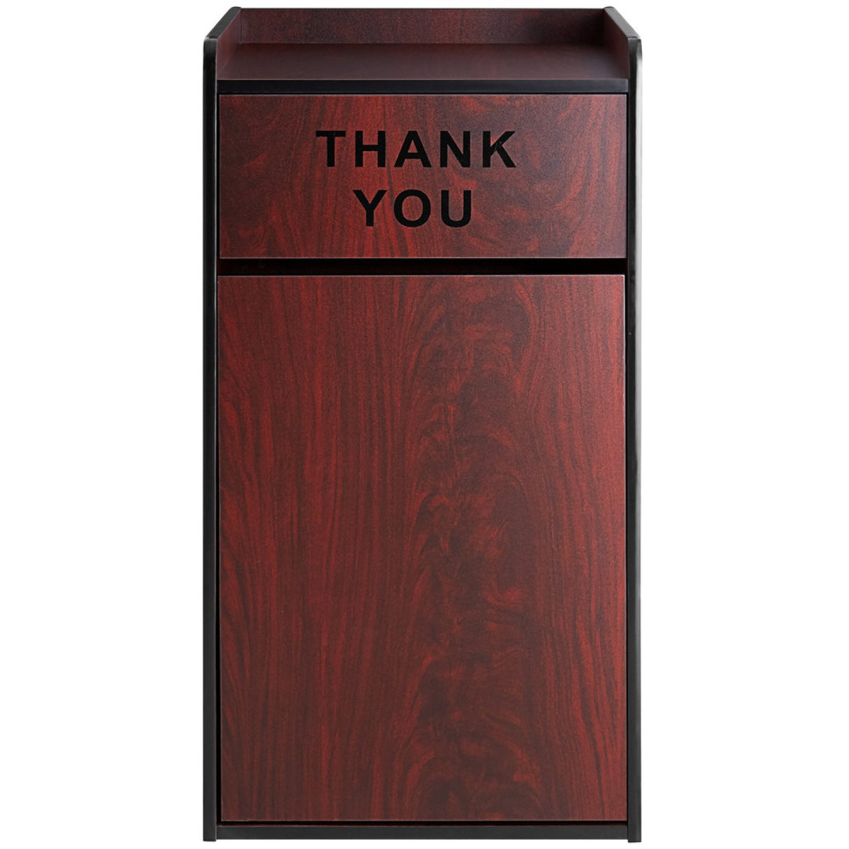 Commercial Rubbish Bin Cabinet &Amp; Tray Shelf 'Thank You' Mahogany | Gslj006 M