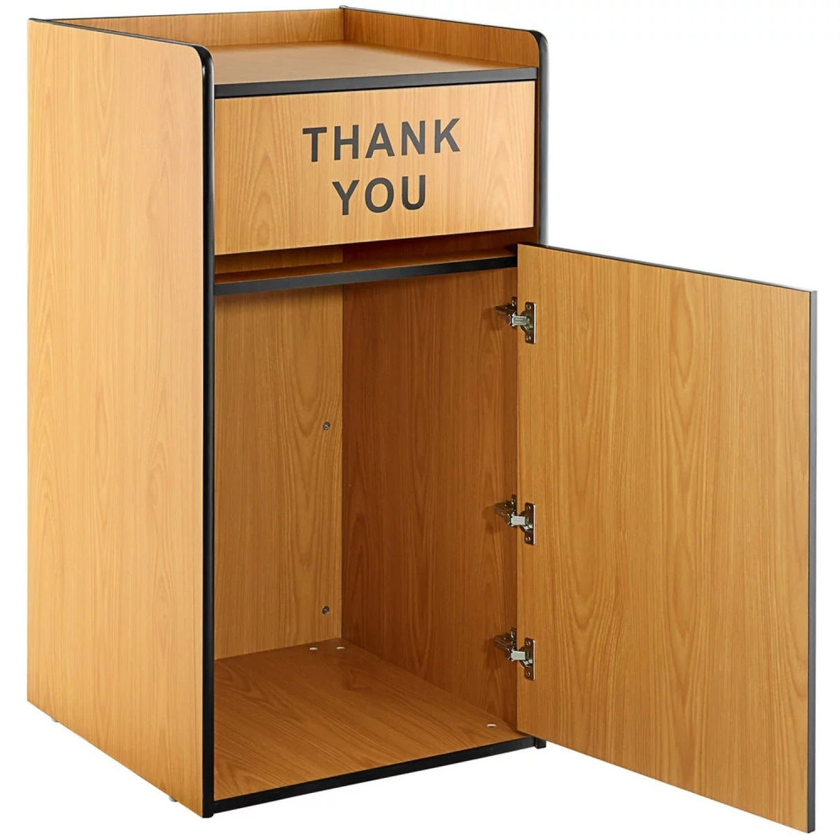 Commercial Rubbish Bin Cabinet &Amp; Tray Shelf 'Thank You' Natural | Gslj006 N
