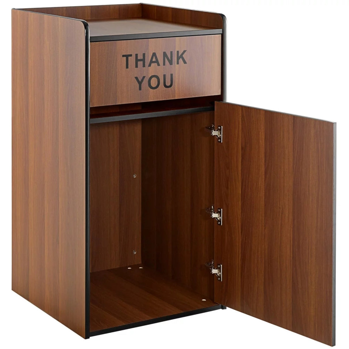 Commercial Rubbish Bin Cabinet &Amp; Tray Shelf 'Thank You' Walnut | Gslj006 W