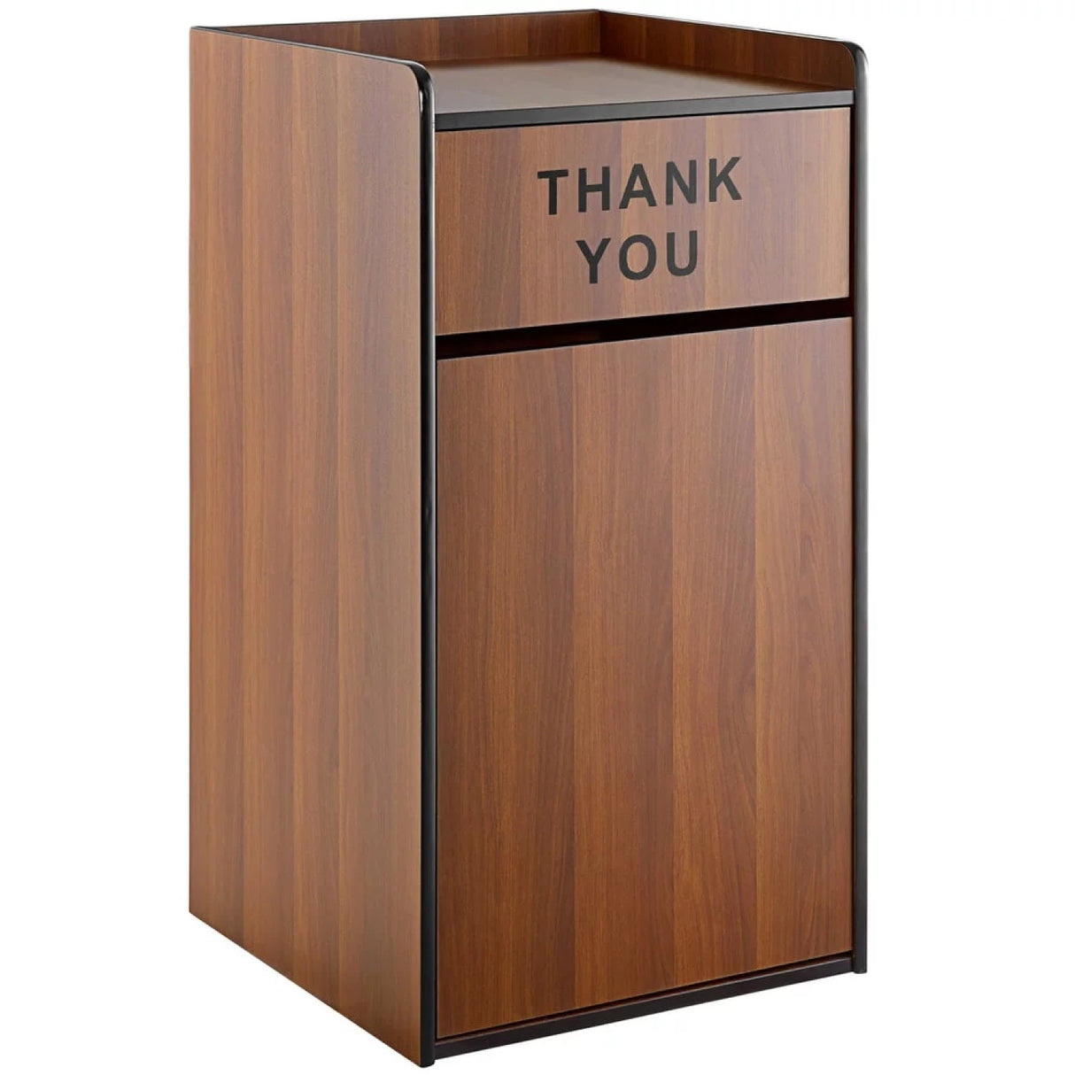 Commercial Rubbish Bin Cabinet &Amp; Tray Shelf 'Thank You' Walnut | Gslj006 W