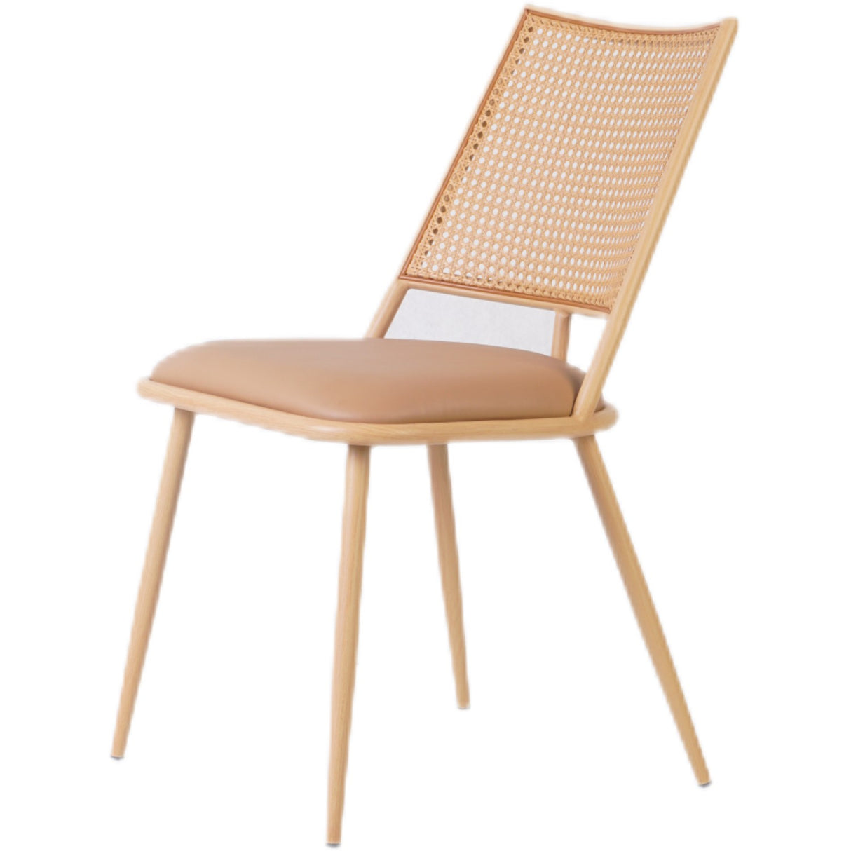 Bistro Rattan Chair With Brown Vinyl Seat Square Back | Gsm1024 Natural