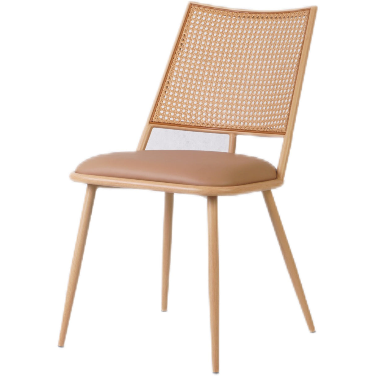 Bistro Rattan Chair With Brown Vinyl Seat Square Back | Gsm1024 Natural