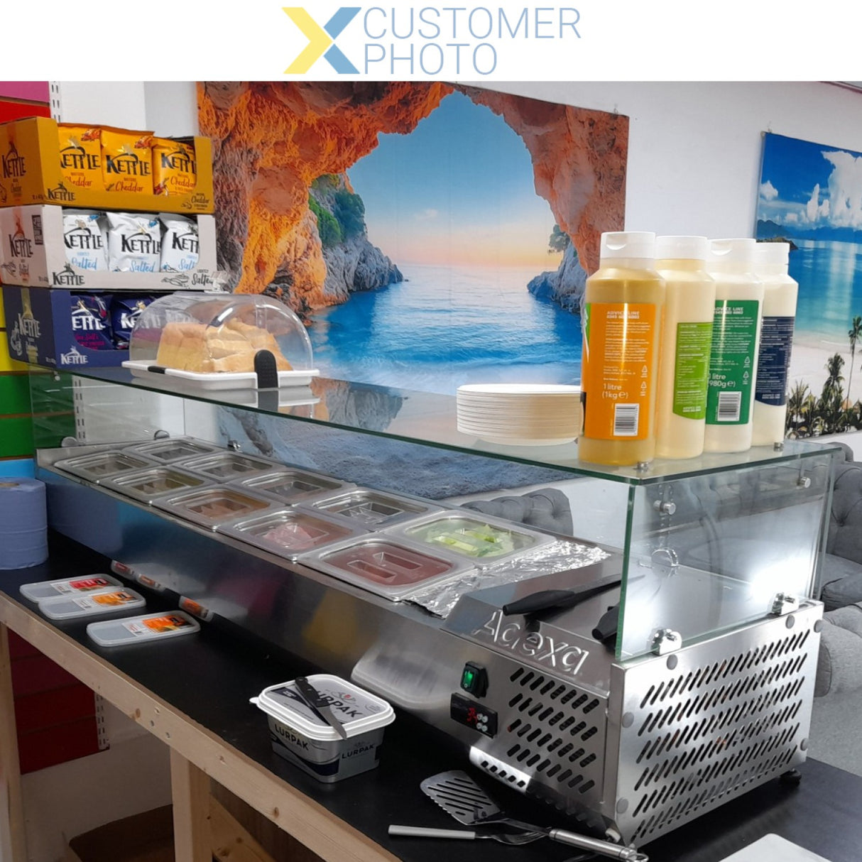 Refrigerated Servery Prep Top 1600mm 7x Gn1/3 Glass Cover | Thv1600/380