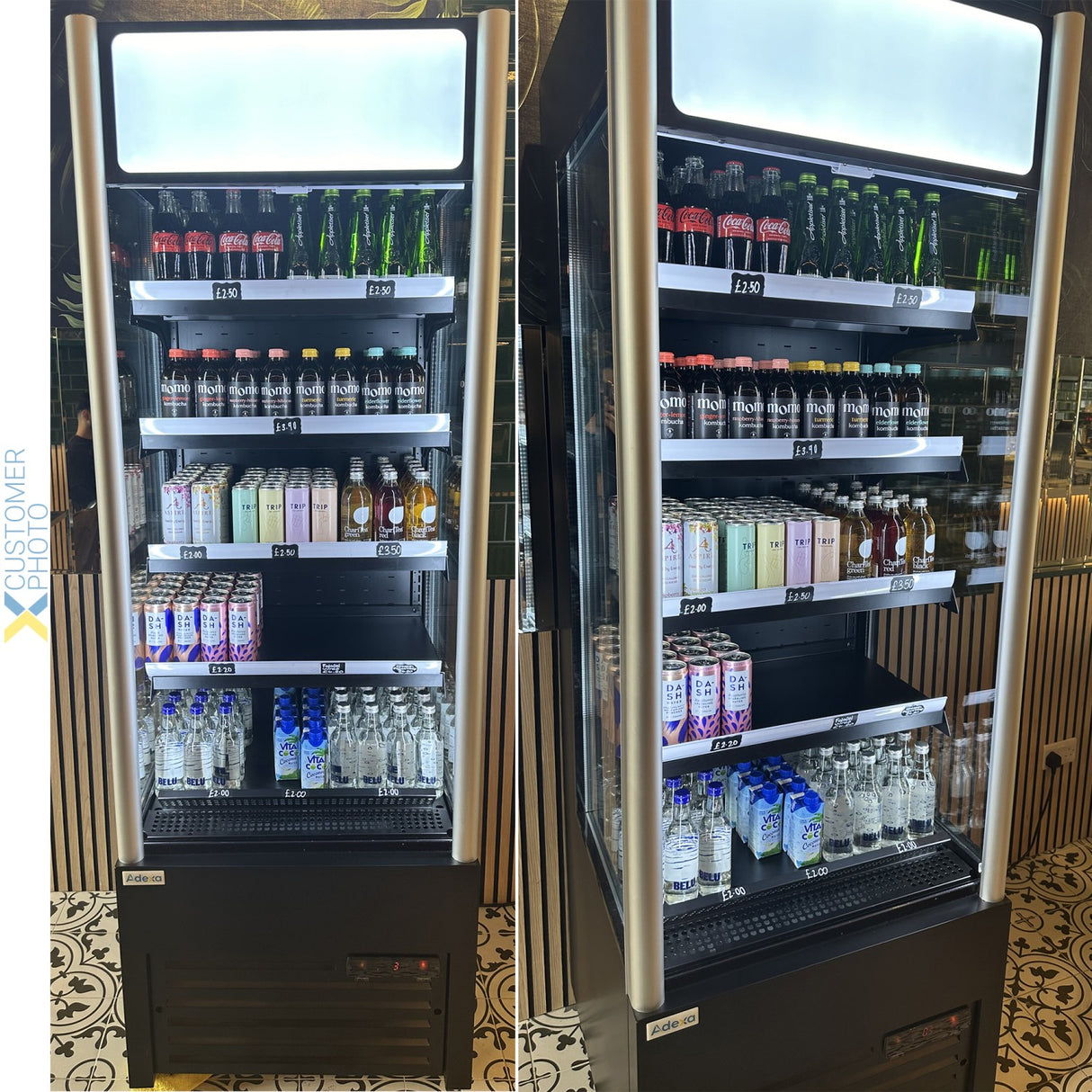 Wall Cabinet Multi Deck Refrigerator 230 Litres Curved Front Black 700x720x2020mm | Gto3700