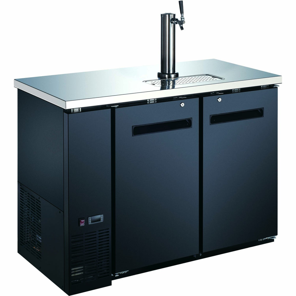 Commercial Direct Draw Beer Dispenser Twin Door Keg Cooler With Single Beer Tap Black | Gxx201