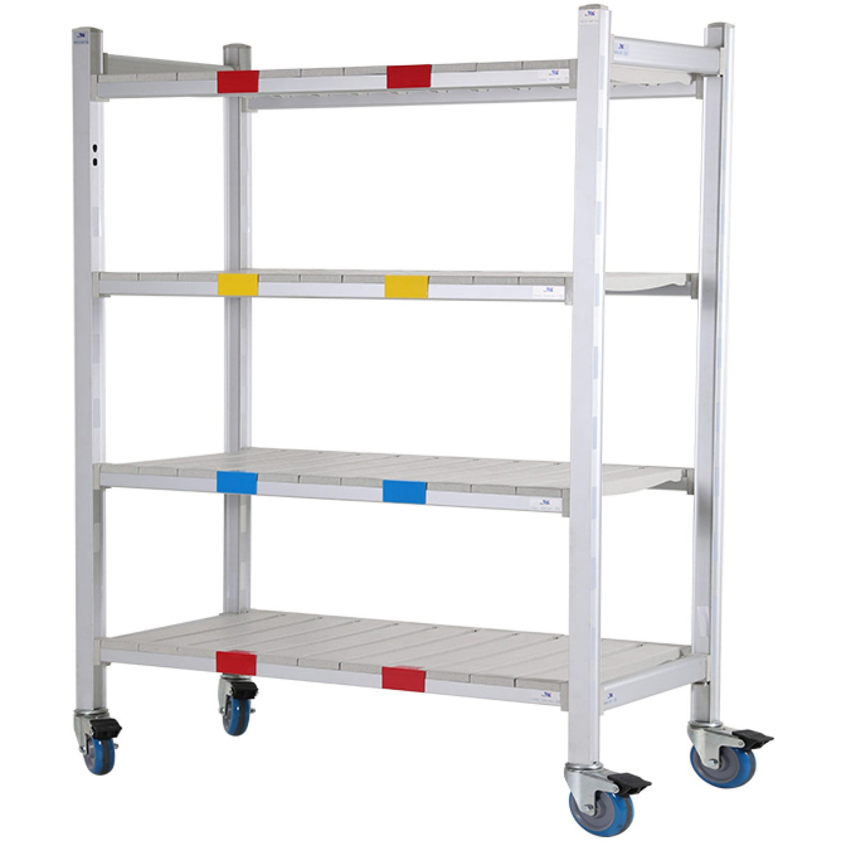 Mobile 4 Tier Shelving Unit With Castors Metal Frame With Polypropylene (Pp) Shelves 1220×350×1620mm | Gzfh1604