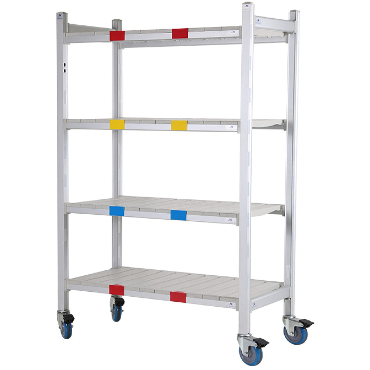 Mobile 4 Tier Shelving Unit With Castors Metal Frame With Polypropylene (Pp) Shelves 915×460×1620mm | Gzfh1606