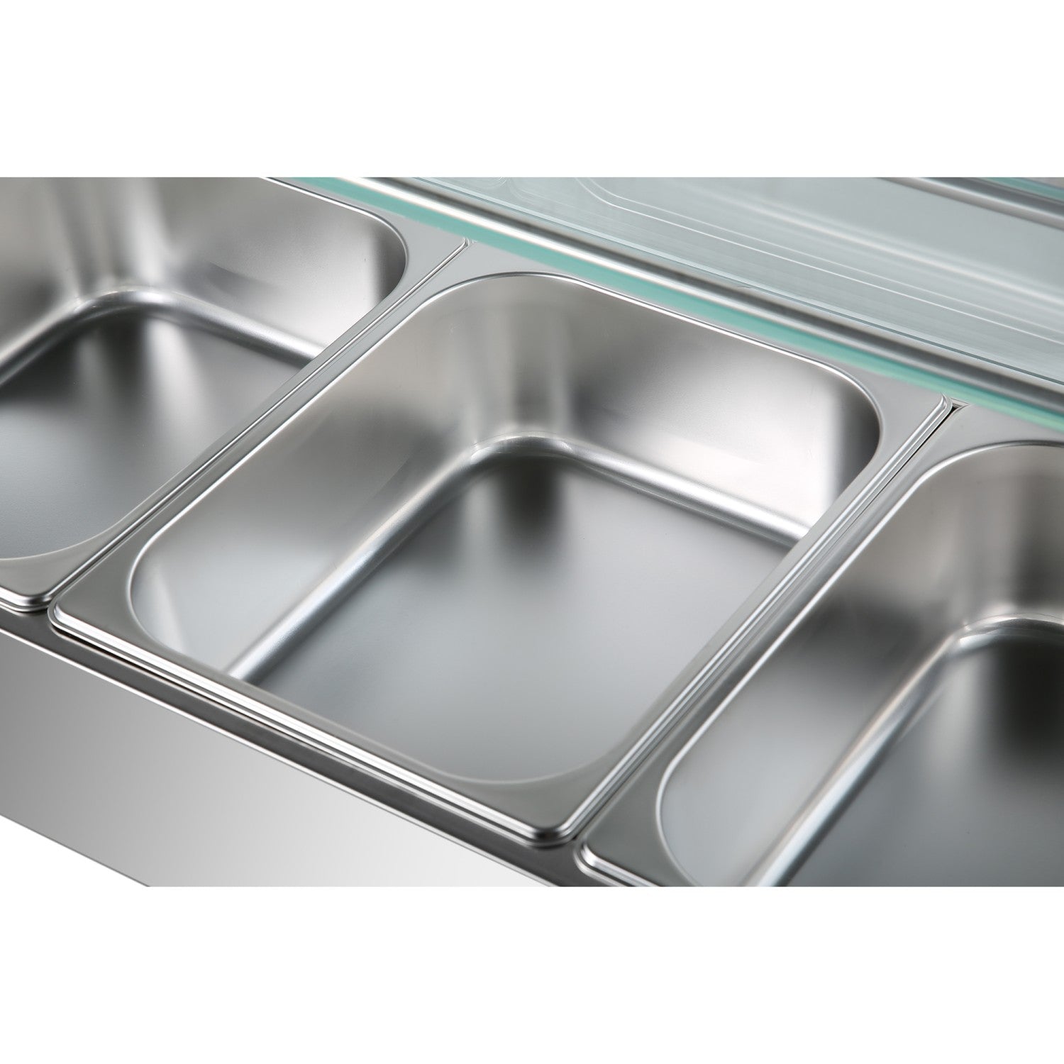 Commercial Bain Marie With Glass Top Sneeze Guard 4x Gn1/2 | Hbm24