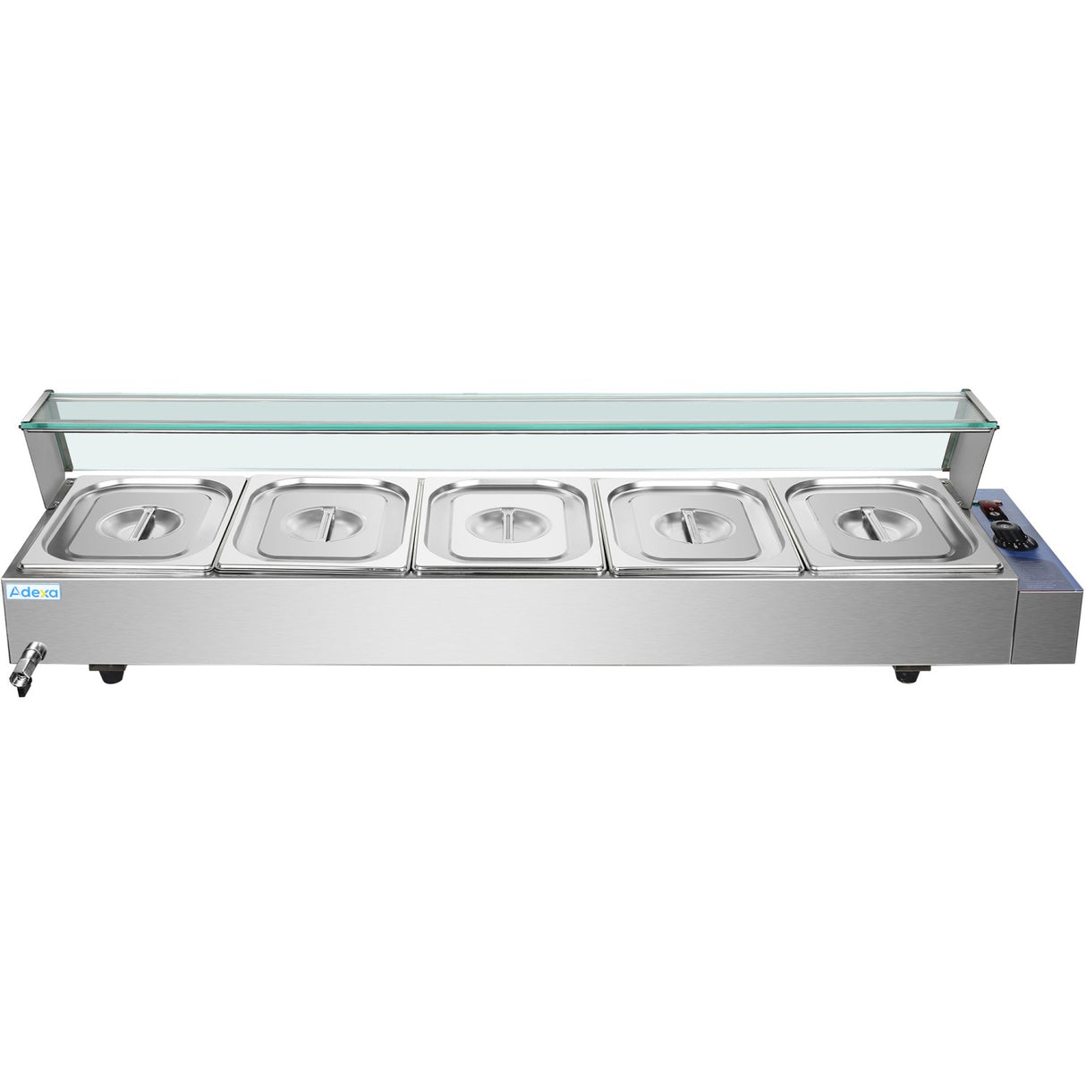 Commercial Bain Marie With Glass Top Sneeze Guard 5x Gn1/2 | Hbm25