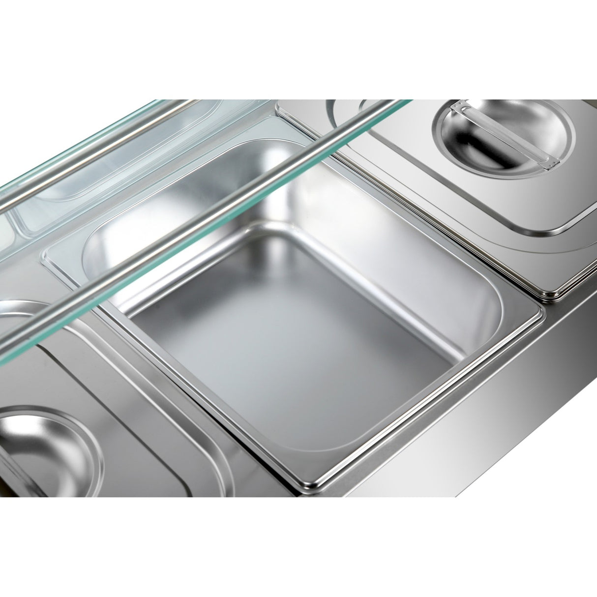 Commercial Bain Marie With Glass Top Sneeze Guard 5x Gn1/2 | Hbm25