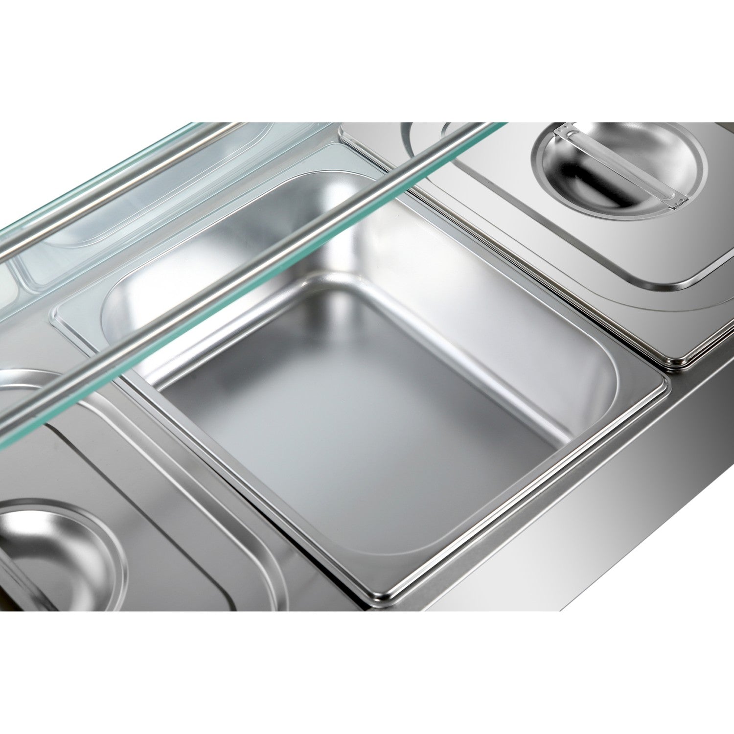 Commercial Bain Marie With Glass Top Sneeze Guard 5x Gn1/2 | Hbm25