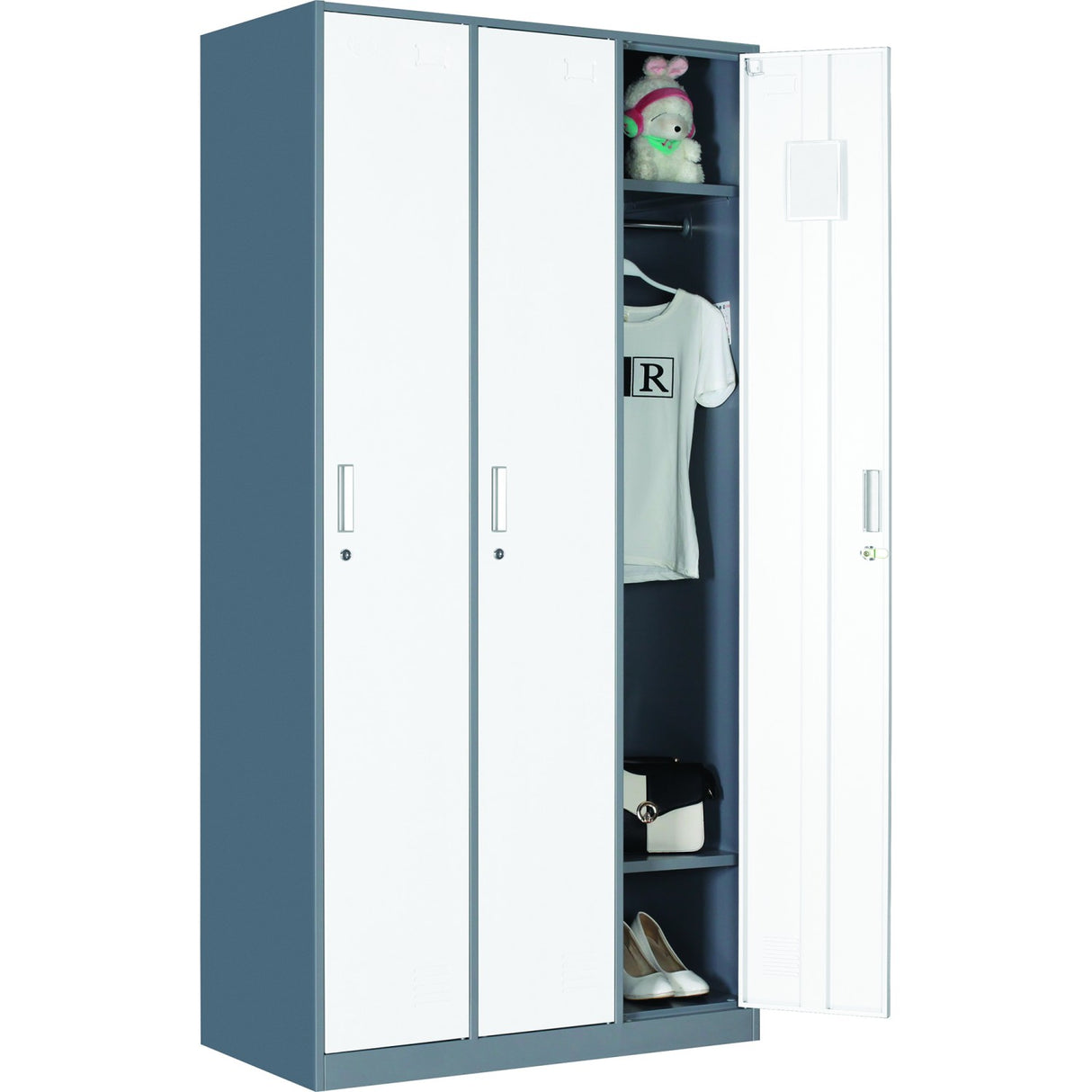 Commercial 3 Door Locker 900x450x1800mm Gray White | Hdgs03