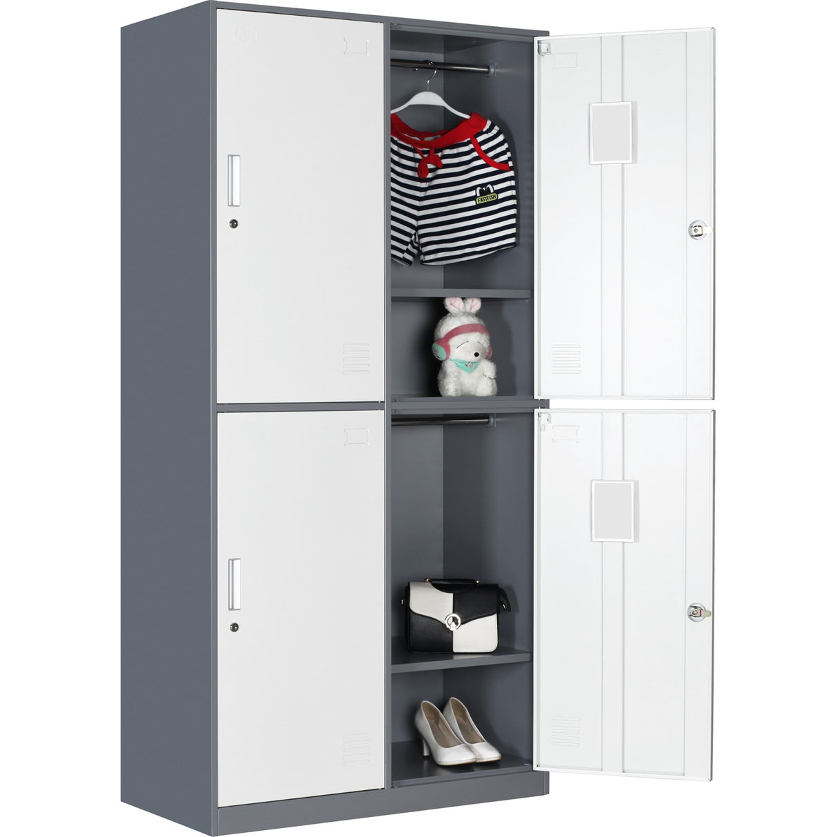 Commercial 4 Door Locker 900x450x1800mm Gray White | Hdgs04