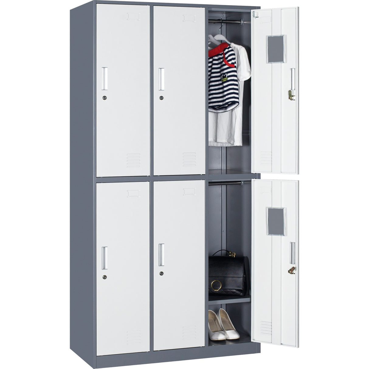 Commercial 6 Door Locker 900x450x1800mm Gray White | Hdgs06