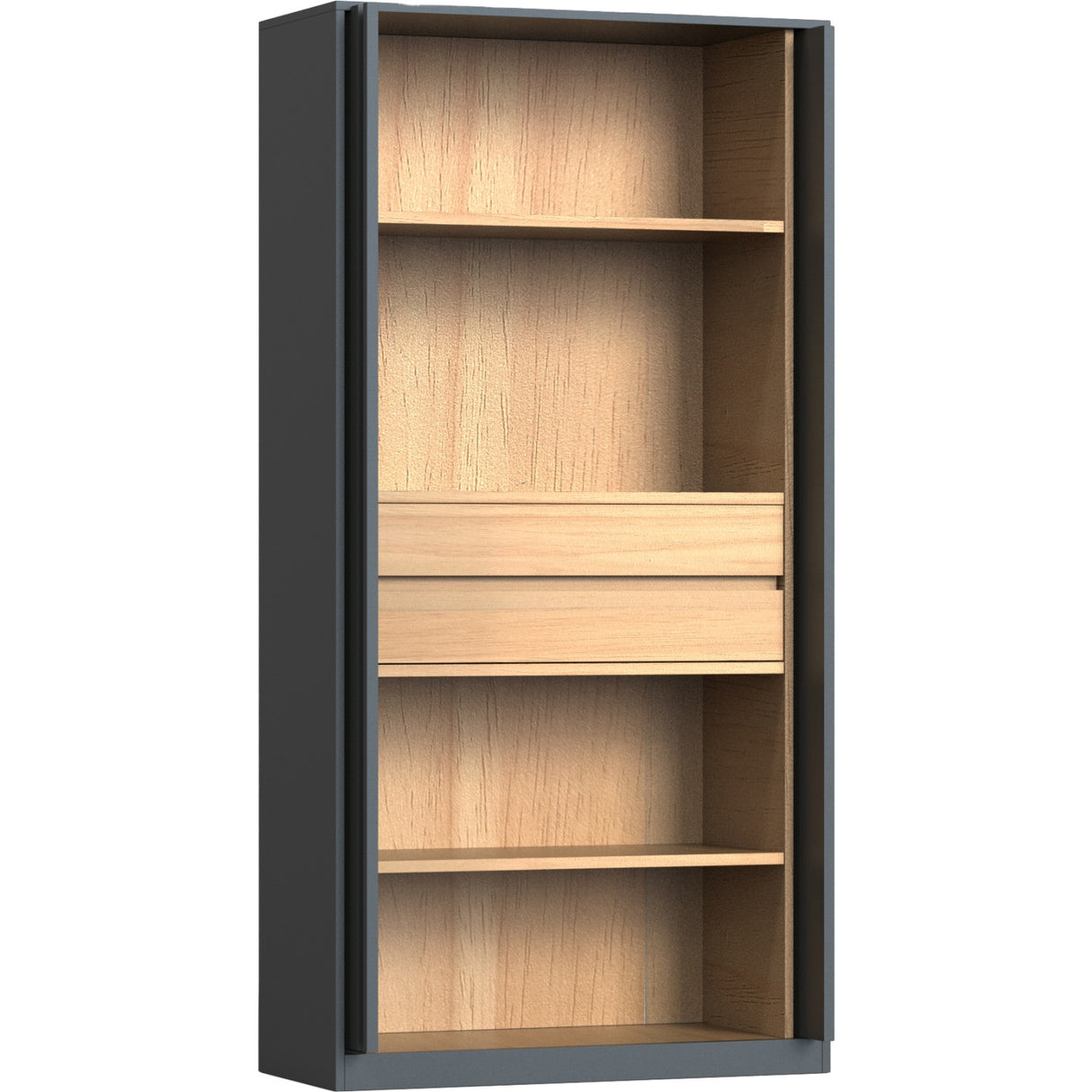 Professional Knock Down Double Metal Storage Cabinet With Adjustable Door Position 2 Shelves &Amp; 2 Drawers Wooden Effect Dark Gray 800x485x1800mm | Hdwck05