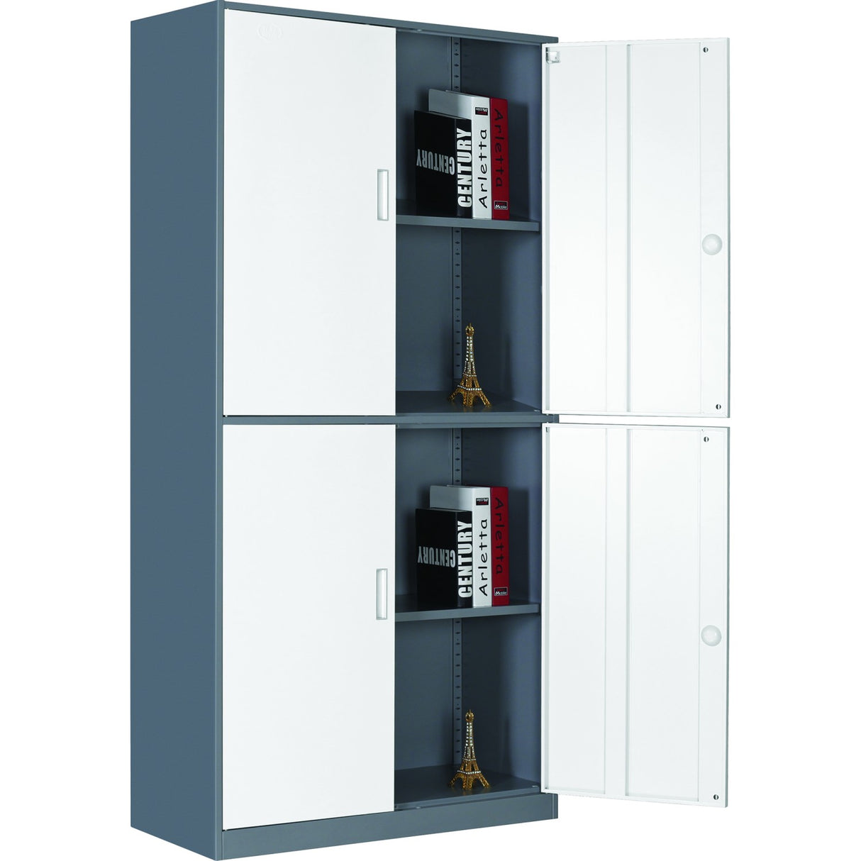 Professional Double Filing Cabinet 900x390x1800mm Gray White | Hdws04