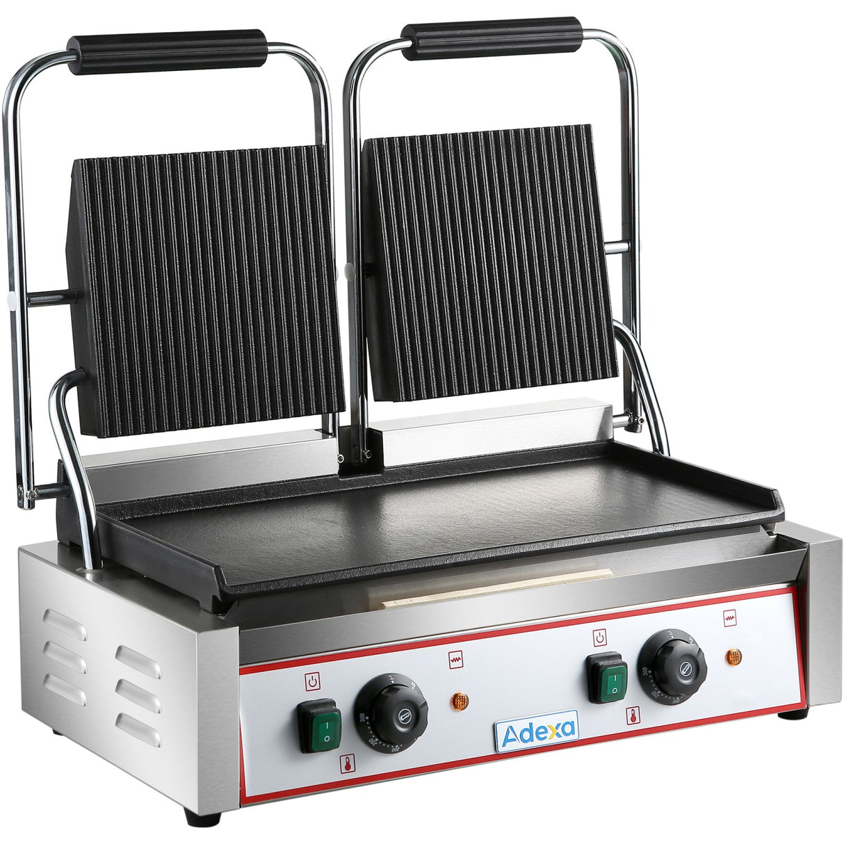 Heavy Duty Twin Panini Contact Grill Ribbed/Smooth 3.6k W Dual Zone | Heg813 A