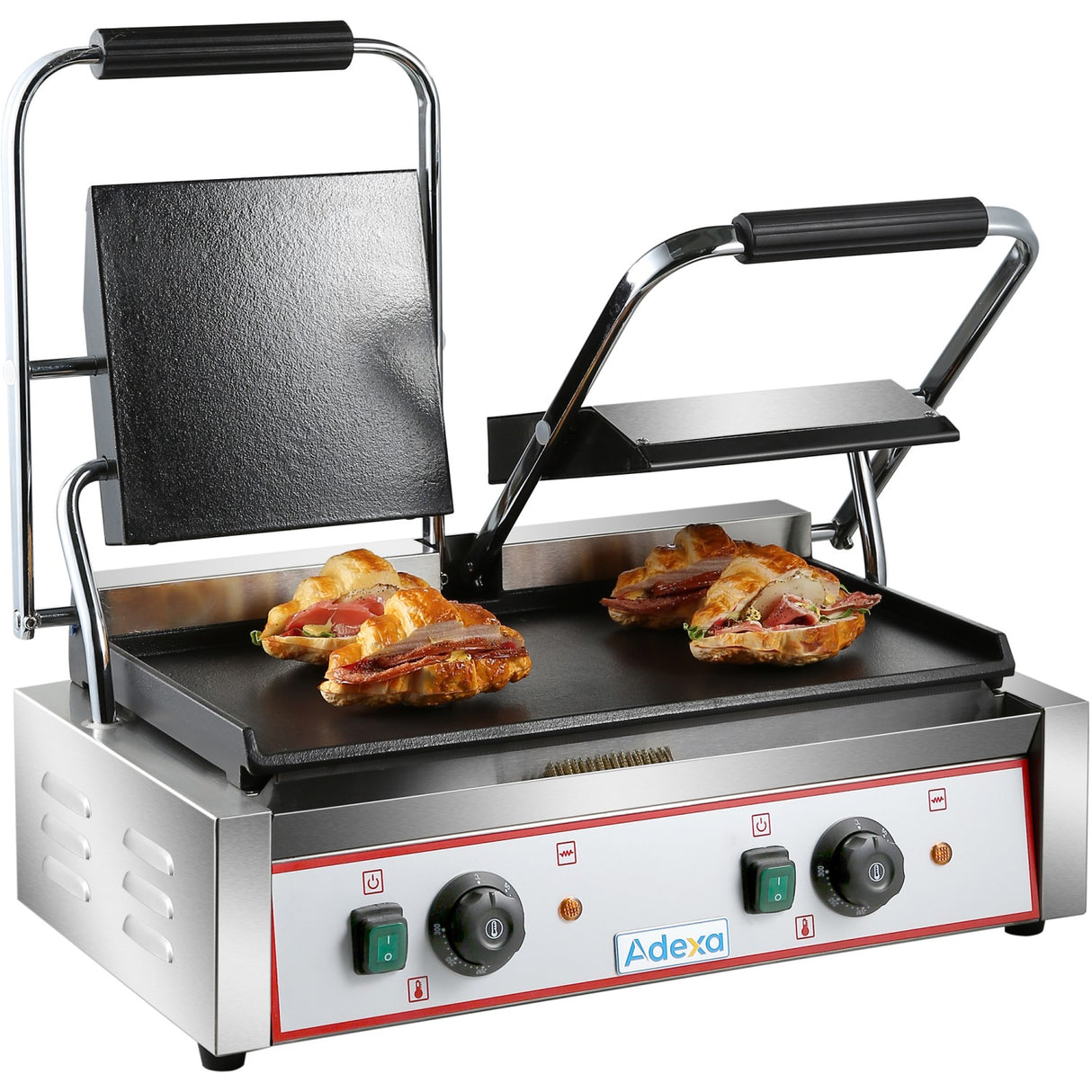 Heavy Duty Twin Panini Contact Grill Smooth 3.6k W Dual Zone | Heg813 B