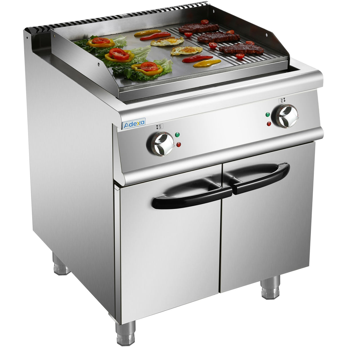 Professional Electric Griddle With Cabinet Base 9k W Smooth/Ribbed 700mm Depth | Her706 A