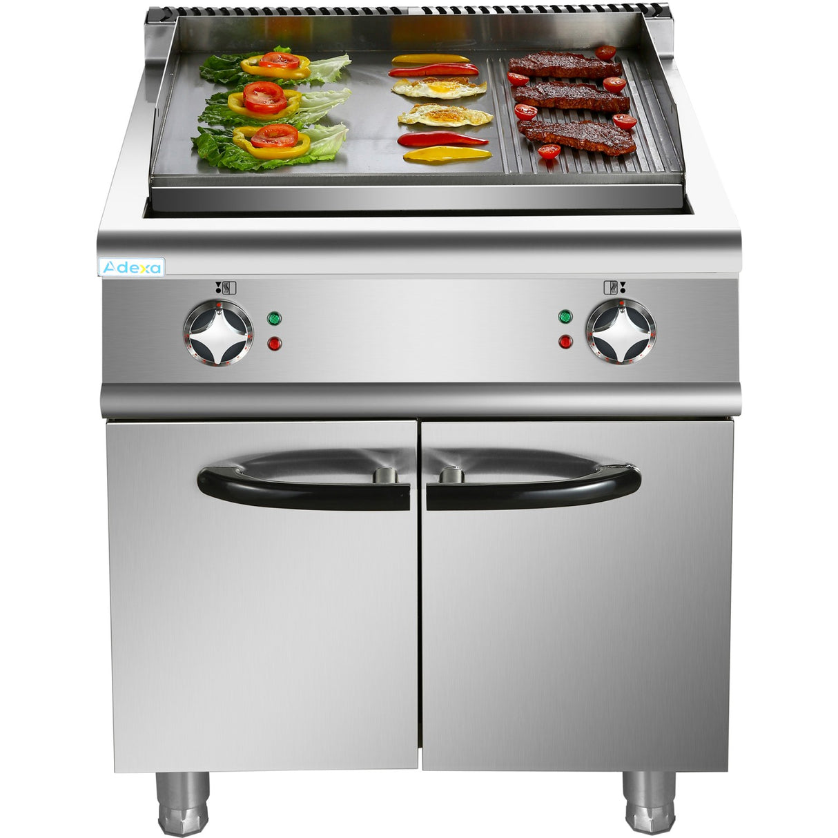 Professional Electric Griddle With Cabinet Base 9k W Smooth/Ribbed 700mm Depth | Her706 A