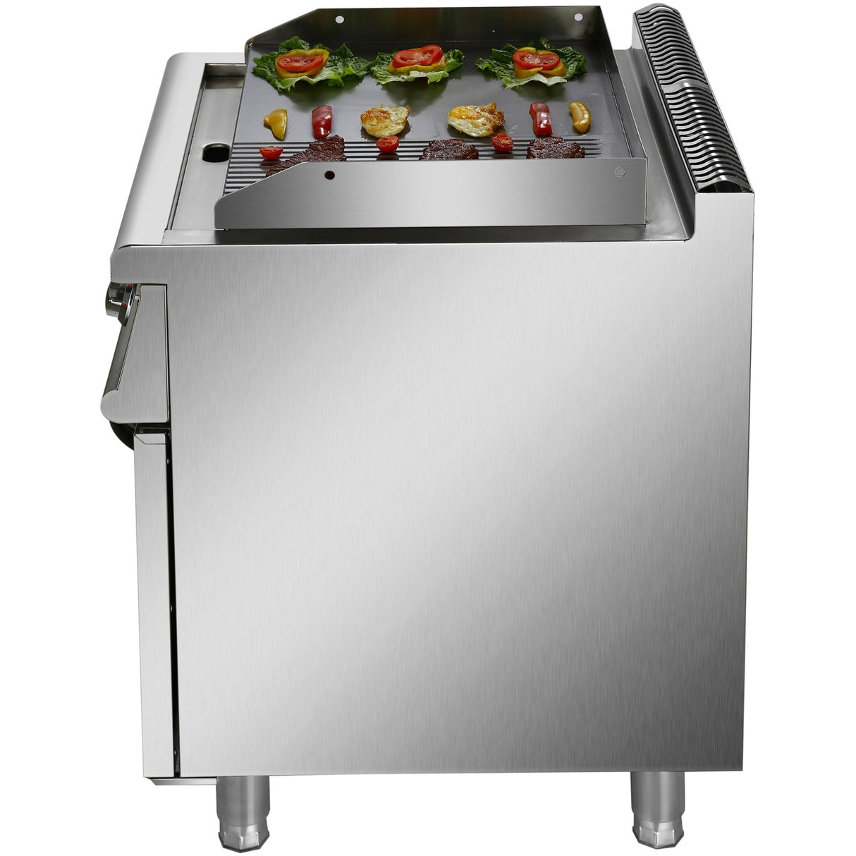 Professional Electric Griddle With Cabinet Base 9k W Smooth/Ribbed 700mm Depth | Her706 A