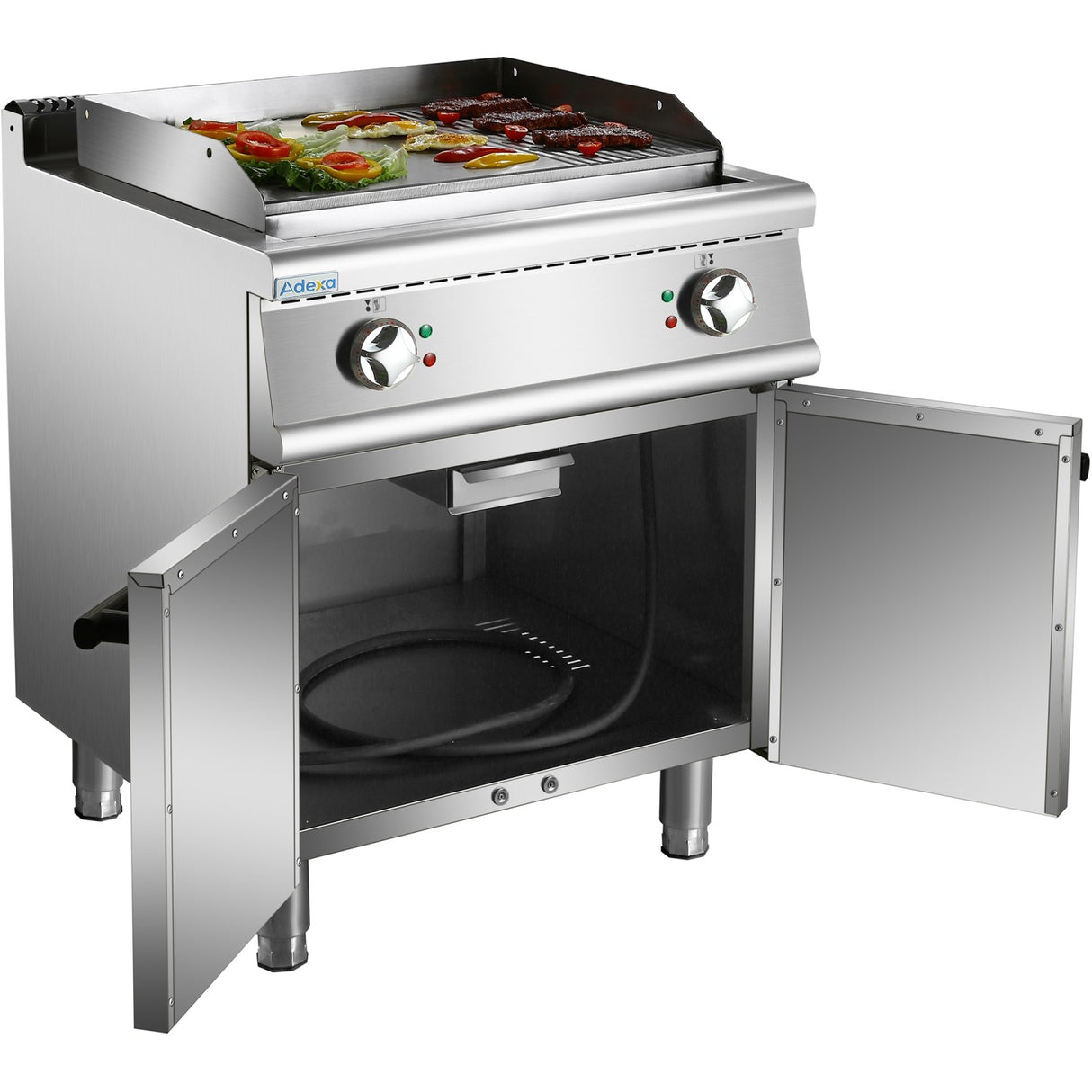 Professional Electric Griddle With Cabinet Base 9k W Smooth/Ribbed 700mm Depth | Her706 A