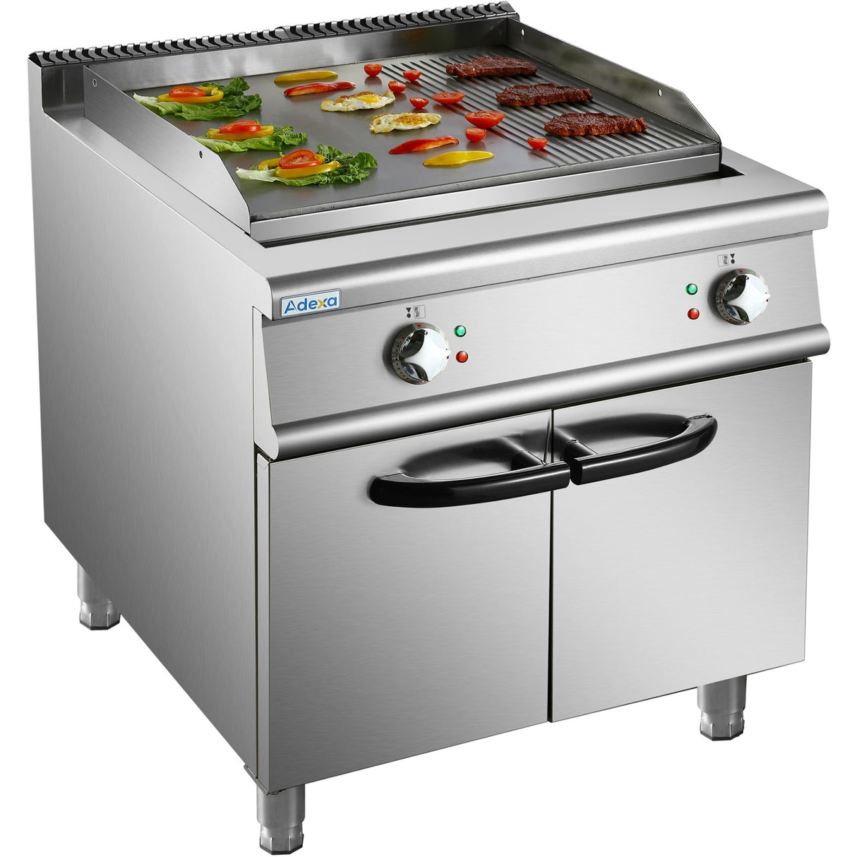 Professional Electric Griddle With Cabinet Base 12k W Smooth/Ribbed 900mm Depth | Her906 A