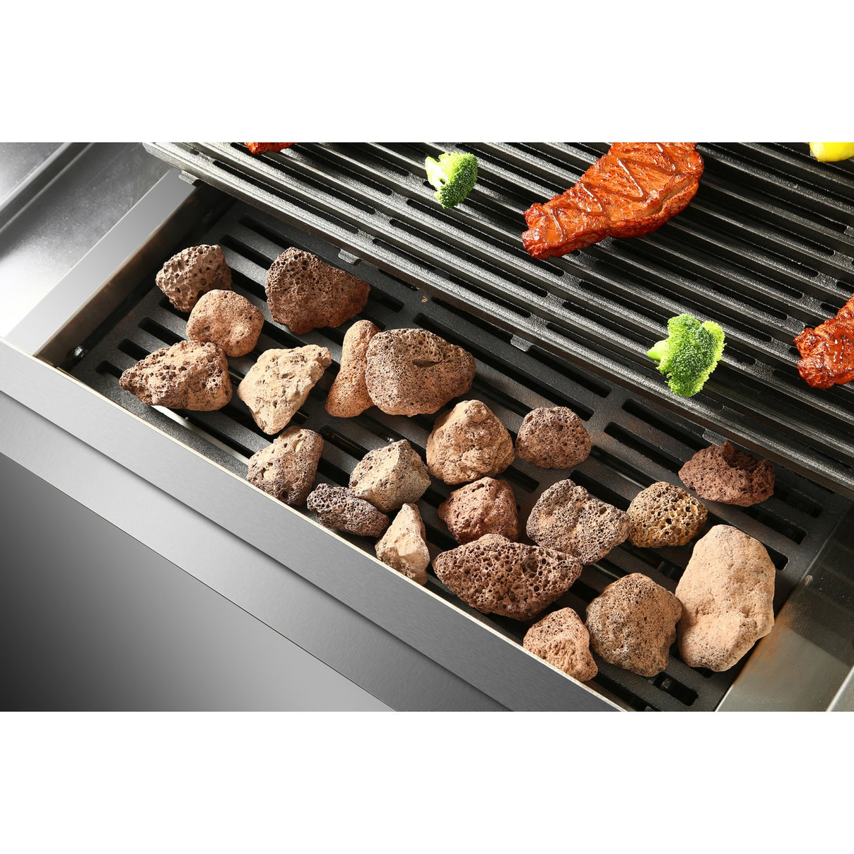 Professional Gas Lava Rock Grill With Cabinet Base 18k W 900mm Depth | Hgl907