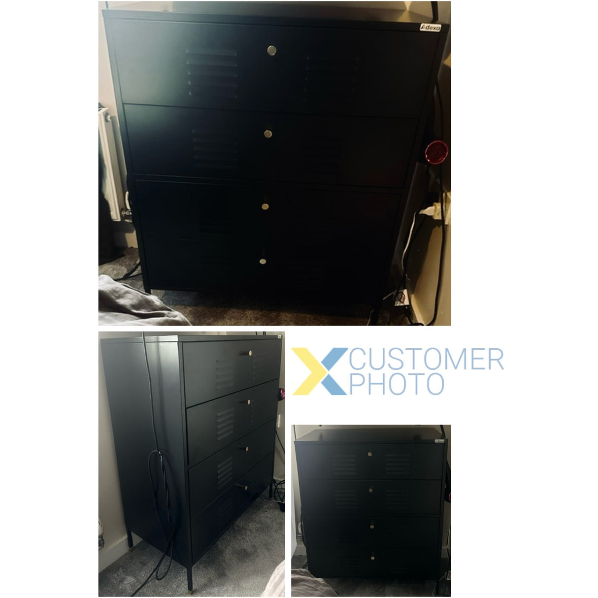 Metal Storage Cabinet 4 Drawers 800x400x1015mm Black | Hma14