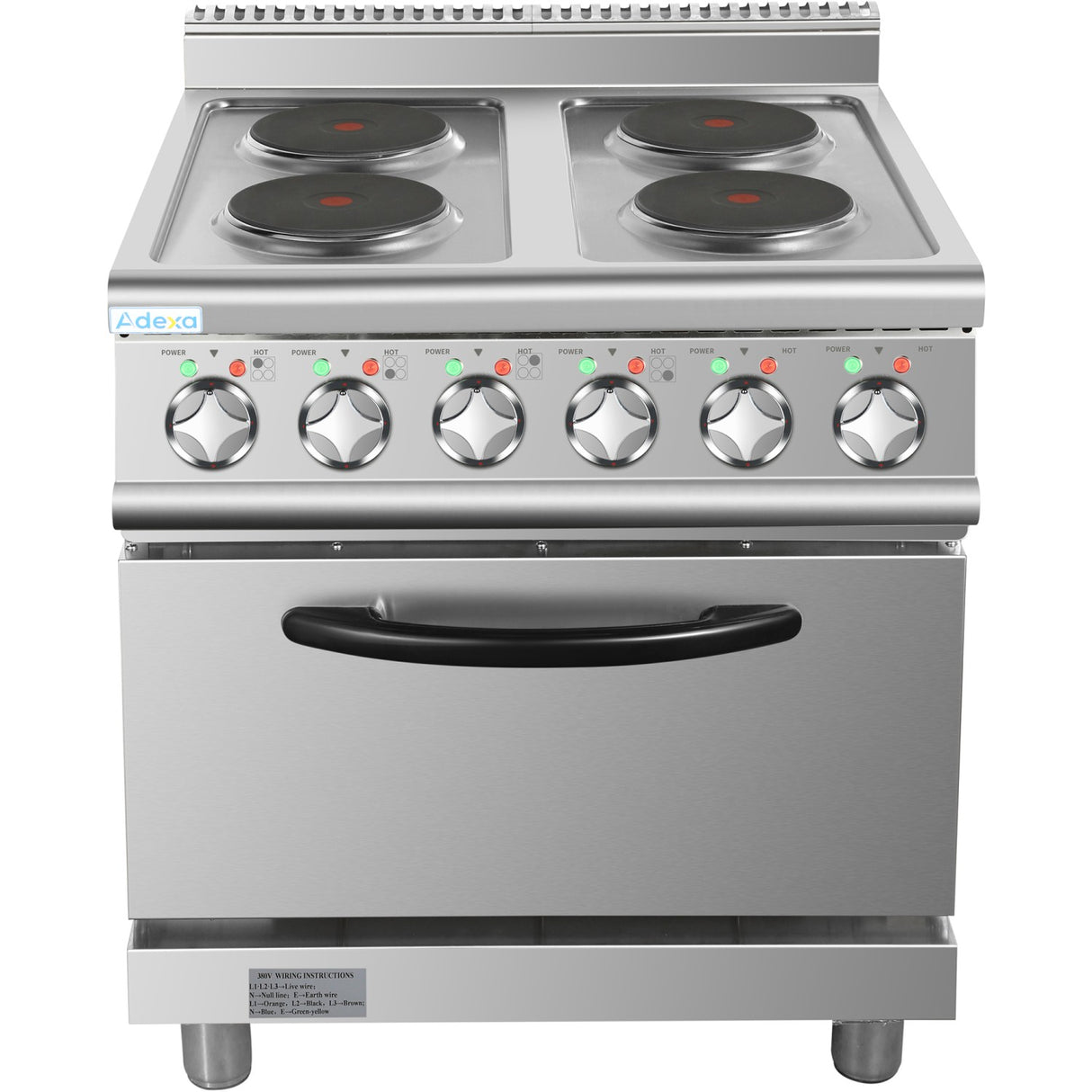 Commercial Electric Cooker 4 Burners With Electric Oven 8k W+4.8k W 700mm Depth | Hrq712 A
