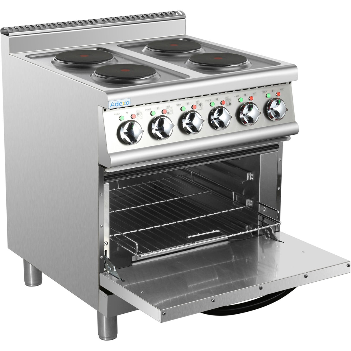 Commercial Electric Cooker 4 Burners With Electric Oven 8k W+4.8k W 700mm Depth | Hrq712 A